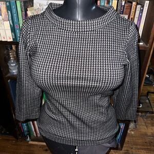 Boden herringbone high neck knit royalcore Parisian top